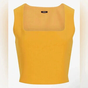 Express Yellow Square Neck Cropped Tank Top